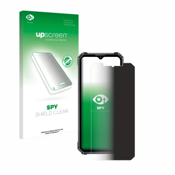 Face avant d’un emballage produit avec le logo de la marque upscreen. À côté, l’appareil Oukitel WP28 est représenté avec la p