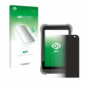 Face avant d’un emballage produit avec le logo de la marque upscreen. À côté, l’appareil Juniper Systems Cedar CT8X2 est repré