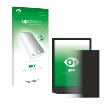 Face avant d’un emballage produit avec le logo de la marque upscreen. À côté, l’appareil PocketBook InkPad Color 3 est représe