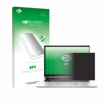 Face avant d’un emballage produit avec le logo de la marque upscreen. À côté, l’appareil HP EliteBook 845 G10 est représenté a