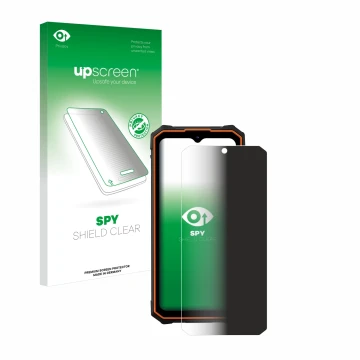 Face avant d’un emballage produit avec le logo de la marque upscreen. À côté, l’appareil Hotwav Cyber 13 Pro est représenté av