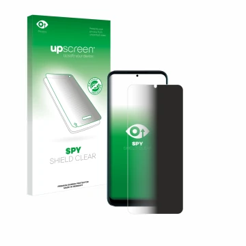 Face avant d’un emballage produit avec le logo de la marque upscreen. À côté, l’appareil Telekom T Phone Pro est représenté av