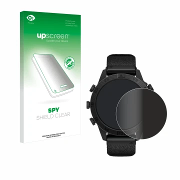 Face avant d’un emballage produit avec le logo de la marque upscreen. À côté, l’appareil Garmin Marq Commander Gen 2 est repré