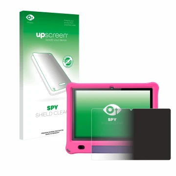Face avant d’un emballage produit avec le logo de la marque upscreen. À côté, l’appareil Pritom B10 Kids 10.1