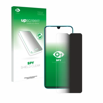 Face avant d’un emballage produit avec le logo de la marque upscreen. À côté, l’appareil Tecno Spark 7 est représenté avec la 