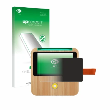 Face avant d’un emballage produit avec le logo de la marque upscreen. À côté, l’appareil tigerbox Touch Plus est représenté av