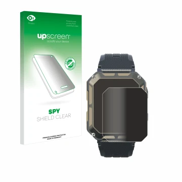 Face avant d’un emballage produit avec le logo de la marque upscreen. À côté, l’appareil Blackview C20Pro 1.83