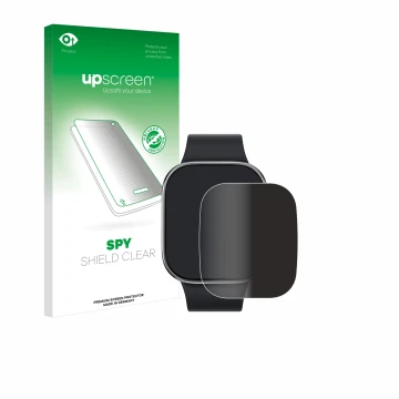 Face avant d’un emballage produit avec le logo de la marque upscreen. À côté, l’appareil Xiaomi Redmi Watch 4 est représenté a