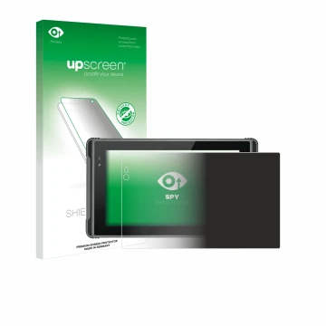 Face avant d’un emballage produit avec le logo de la marque upscreen. À côté, l’appareil Hugerock X7 est représenté avec la pr