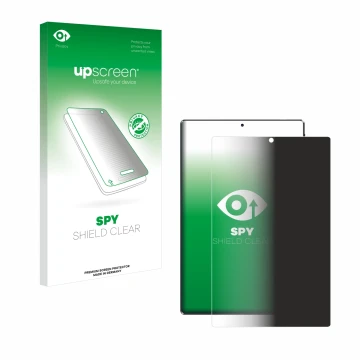 Face avant d’un emballage produit avec le logo de la marque upscreen. À côté, l’appareil Simplori M107 est représenté avec la 