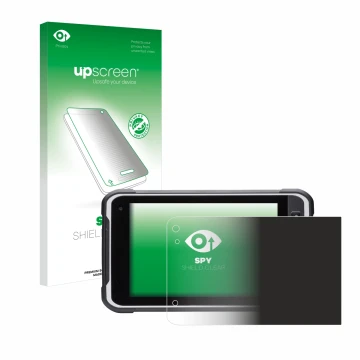 Face avant d’un emballage produit avec le logo de la marque upscreen. À côté, l’appareil Handheld Algiz RT8 est représenté ave