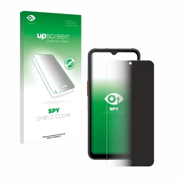 Face avant d’un emballage produit avec le logo de la marque upscreen. À côté, l’appareil Samsung Galaxy XCover 7 est représent