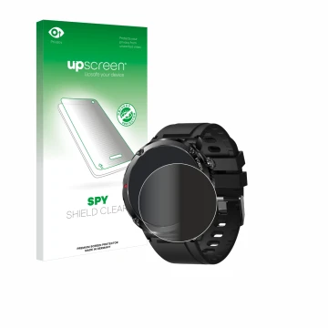 Face avant d’un emballage produit avec le logo de la marque upscreen. À côté, l’appareil LIGE Smartwatch 1.6