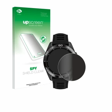 Face avant d’un emballage produit avec le logo de la marque upscreen. À côté, l’appareil Tissot T-Touch Connect Sport 2023 est