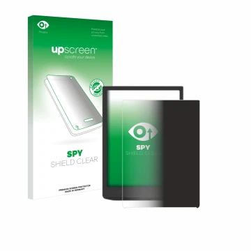 Face avant d’un emballage produit avec le logo de la marque upscreen. À côté, l’appareil Vivlio InkPad 4 est représenté avec l