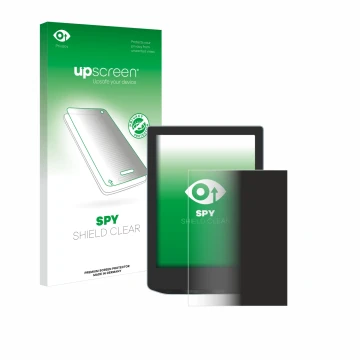 Face avant d’un emballage produit avec le logo de la marque upscreen. À côté, l’appareil Vivlio Light est représenté avec la p
