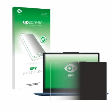 Face avant d’un emballage produit avec le logo de la marque upscreen. À côté, l’appareil Lenovo IdeaPad Flex 3 Chrome 12IAN8 e