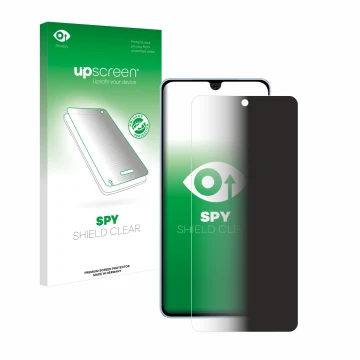 Face avant d’un emballage produit avec le logo de la marque upscreen. À côté, l’appareil Vivo iQOO Neo 9 Pro est représenté av
