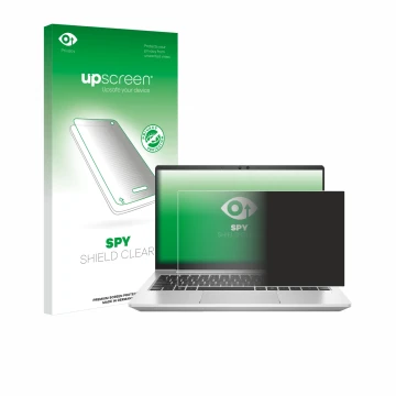 Face avant d’un emballage produit avec le logo de la marque upscreen. À côté, l’appareil HP ProBook 445 G7 est représenté avec