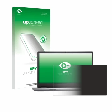 Face avant d’un emballage produit avec le logo de la marque upscreen. À côté, l’appareil Dell Precision 7780 est représenté av