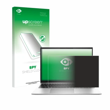 Face avant d’un emballage produit avec le logo de la marque upscreen. À côté, l’appareil HP EliteBook 865 G10 est représenté a