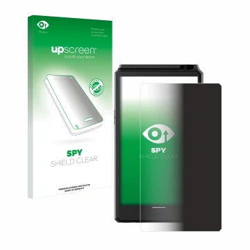 Face avant d’un emballage produit avec le logo de la marque upscreen. À côté, l’appareil Hiby R6 III est représenté avec la pr