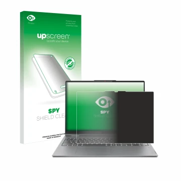 Face avant d’un emballage produit avec le logo de la marque upscreen. À côté, l’appareil Lenovo IdeaPad 5 2-in-1 Gen 9 16
