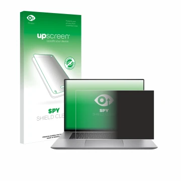 Face avant d’un emballage produit avec le logo de la marque upscreen. À côté, l’appareil HP Zbook Studio 16 G10 est représenté