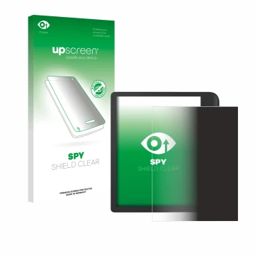 Face avant d’un emballage produit avec le logo de la marque upscreen. À côté, l’appareil Tolino Vision Color 2024 est représen