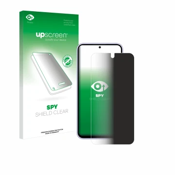 Face avant d’un emballage produit avec le logo de la marque upscreen. À côté, l’appareil Samsung Galaxy A54 5G Enterprise Edit