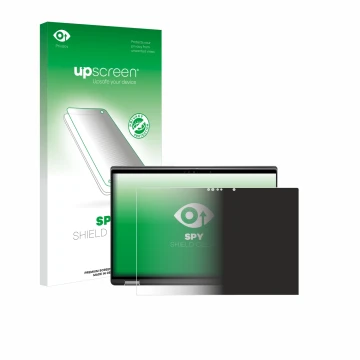 Face avant d’un emballage produit avec le logo de la marque upscreen. À côté, l’appareil Dell Latitude 7440 2-in-1 est représe