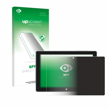 Face avant d’un emballage produit avec le logo de la marque upscreen. À côté, l’appareil SZTPS Tablet 10.1