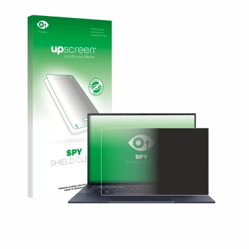 Face avant d’un emballage produit avec le logo de la marque upscreen. À côté, l’appareil ASUS ExpertBook B9 B9403 est représen