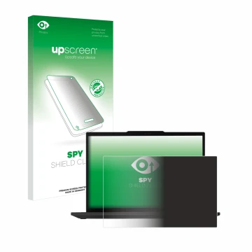 Face avant d’un emballage produit avec le logo de la marque upscreen. À côté, l’appareil Lenovo ThinkPad T14 Gen 5 est représe