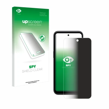 Face avant d’un emballage produit avec le logo de la marque upscreen. À côté, l’appareil HMD XR21 est représenté avec la prote
