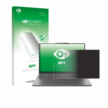 Face avant d’un emballage produit avec le logo de la marque upscreen. À côté, l’appareil Lenovo Yoga Pro 9i Gen 9 16