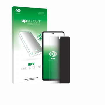 Face avant d’un emballage produit avec le logo de la marque upscreen. À côté, l’appareil Oppo A79 5G est représenté avec la pr