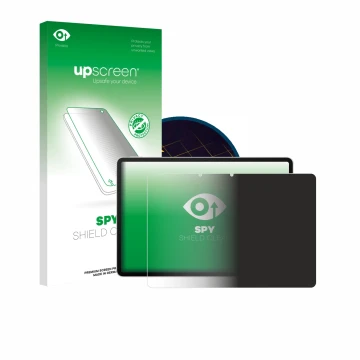 Face avant d’un emballage produit avec le logo de la marque upscreen. À côté, l’appareil Huawei MatePad 11.5