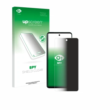Face avant d’un emballage produit avec le logo de la marque upscreen. À côté, l’appareil Motorola Moto G04 est représenté avec