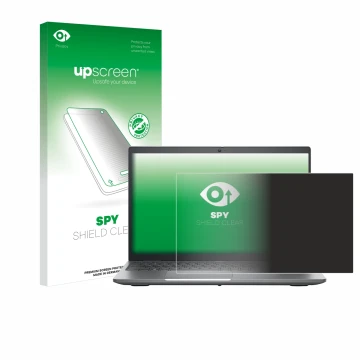 Face avant d’un emballage produit avec le logo de la marque upscreen. À côté, l’appareil Dell Precision 3580 est représenté av
