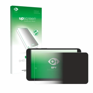 Face avant d’un emballage produit avec le logo de la marque upscreen. À côté, l’appareil Mediacom SmartPad Iyo 8 est représent