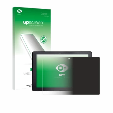Face avant d’un emballage produit avec le logo de la marque upscreen. À côté, l’appareil Awow AiBook 10 est représenté avec la