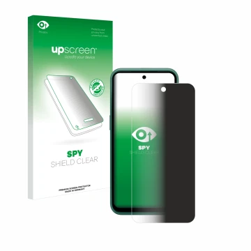 Face avant d’un emballage produit avec le logo de la marque upscreen. À côté, l’appareil Nokia XR21 Limited Edition est représ