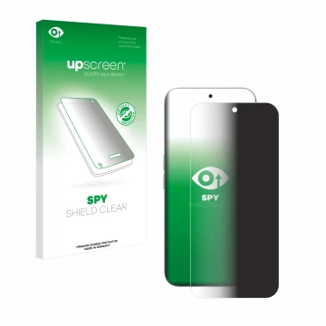 Face avant d’un emballage produit avec le logo de la marque upscreen. À côté, l’appareil Nothing Phone (2a) Plus est représent