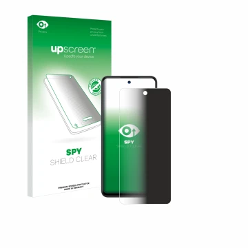 Face avant d’un emballage produit avec le logo de la marque upscreen. À côté, l’appareil ZTE Blade A75 5G est représenté avec 