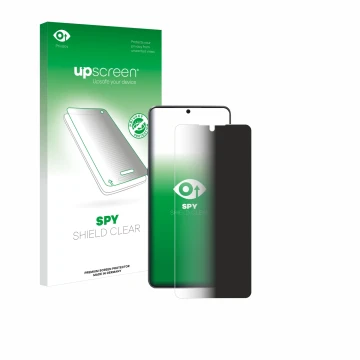 Face avant d’un emballage produit avec le logo de la marque upscreen. À côté, l’appareil Cubot Max 5 est représenté avec la pr