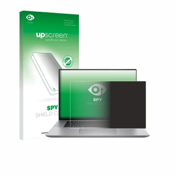 Face avant d’un emballage produit avec le logo de la marque upscreen. À côté, l’appareil HP Zbook Studio 16 G11 est représenté