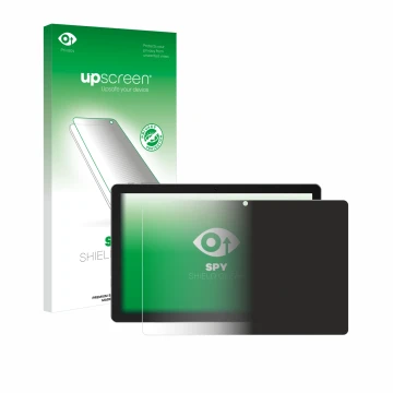 Face avant d’un emballage produit avec le logo de la marque upscreen. À côté, l’appareil Xgody N02 Pro 10.1