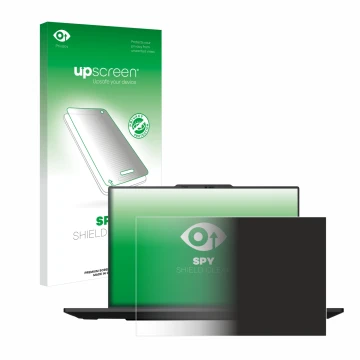 Face avant d’un emballage produit avec le logo de la marque upscreen. À côté, l’appareil Lenovo ThinkPad P1 Gen 7 16