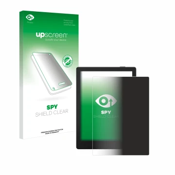 Face avant d’un emballage produit avec le logo de la marque upscreen. À côté, l’appareil Boox Go 6 est représenté avec la prot